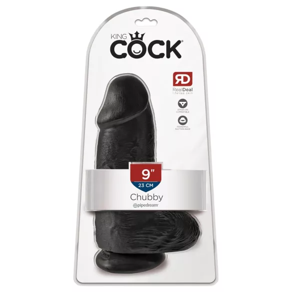 King Cock - dildo med sugkopp och pung - svart - 23cm