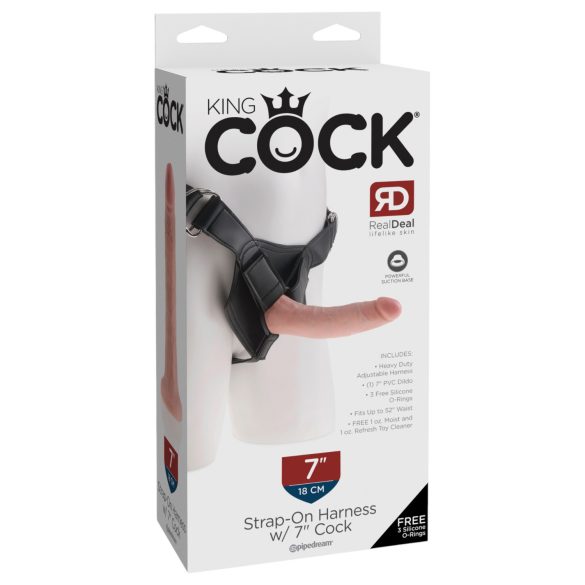 King Cock 7 - påspänningsbar dildo med sele (svart)