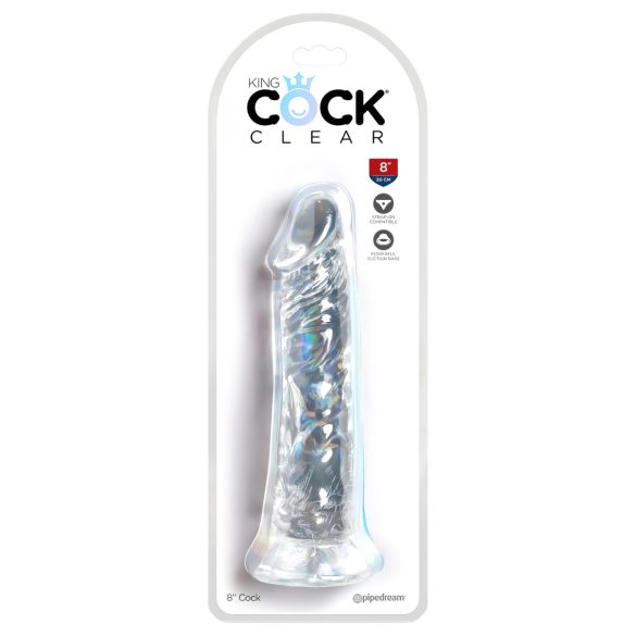 King Cock - dildo med sugkopp - stor genomskinlig - 20 cm