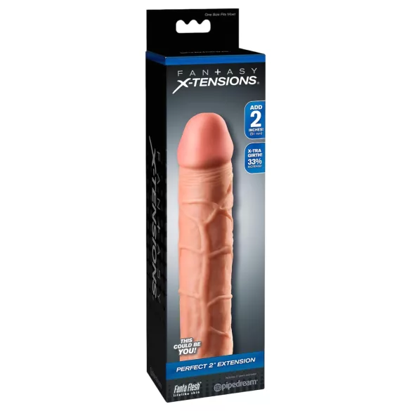 Pipedream - X-TENSION Perfect 2 - verklighetstrogen penishylsa (20,3 cm, naturell)