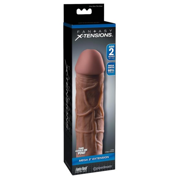 X-TENSION Mega 2 - Naturtrogen Penishylsa (20,3cm) - Mörk Naturlig