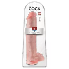   King Cock 15 - dildo med sugpropp och pung - 38cm - naturfärg