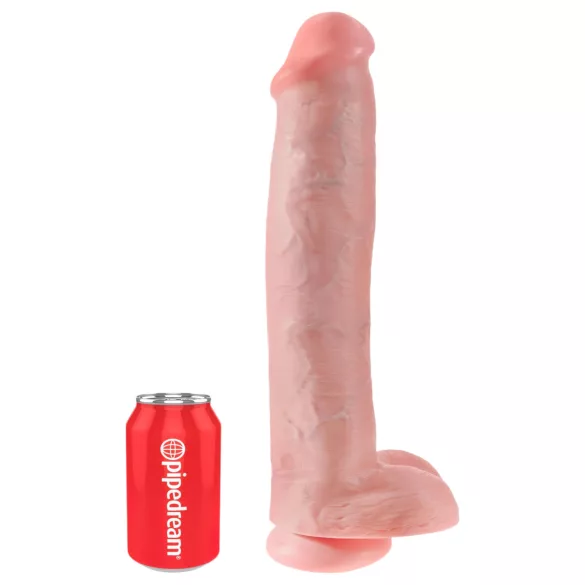 King Cock 15 - dildo med pung och sugkopp (38 cm, naturfärg)