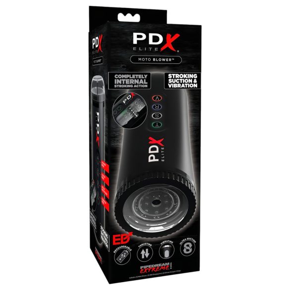PDX Moto Blower - masturbator med sug och vibration - svart