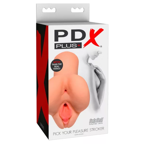 PDX Pick Your Pleasure - 2‑i‑1 realistisk masturbator (naturell)