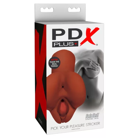 PDX Pick Your Pleasure - 2-i-1 realistisk masturbator (brun)