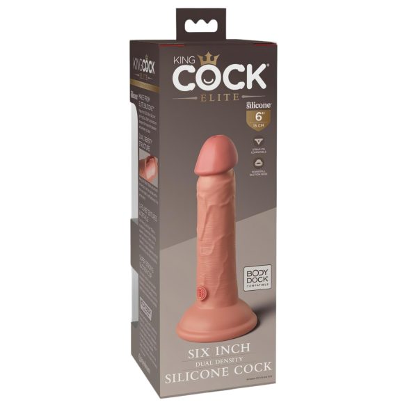King Cock Elite 6 - realistisk dildo med sugkopp (15 cm) - naturfärg