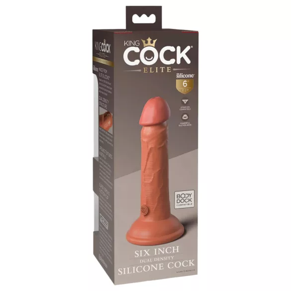 King Cock Elite 6 - realistisk dildo med sugkopp - 15 cm - mörk