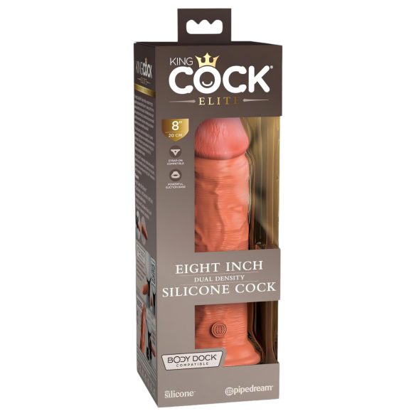 King Cock Elite 8 - dildo med sugkopp - mörk hudfärg - 20 cm