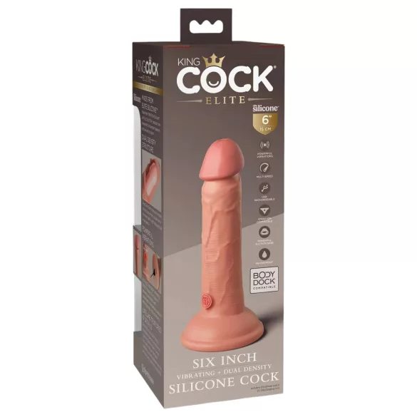 King Cock Elite 6 - realistisk dildo vibrator 15 cm - mörk hudfärg