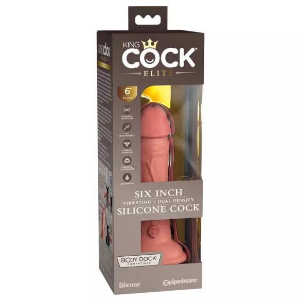 King Cock Elite 6 - realistisk dildo vibrator 15 cm - mörk hudfärg
