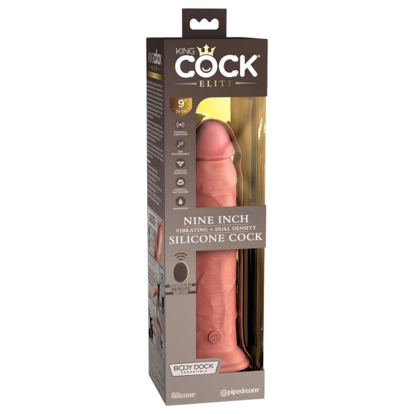 King Cock Elite 9 - dildo med sugkopp och vibrator 23cm - naturfärg