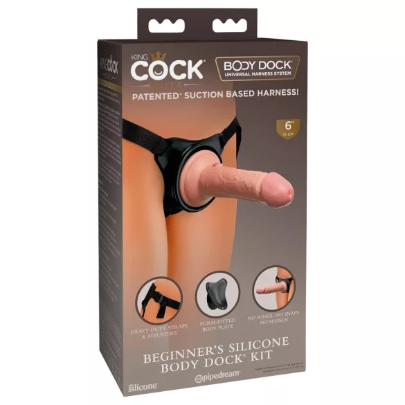 King Cock Elite - strap-on dildo för nybörjare - realistisk hudfärg