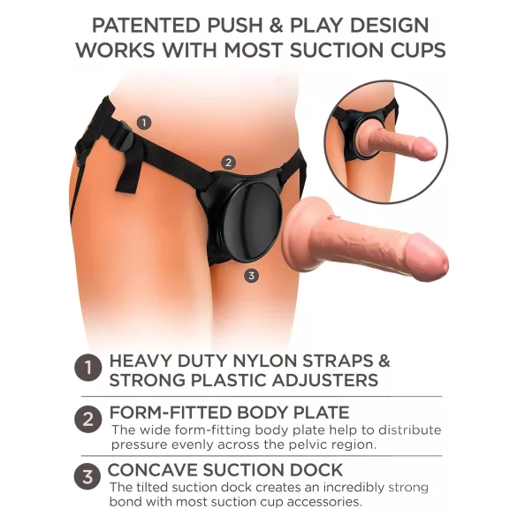 King Cock Elite - strap-on dildo för nybörjare - realistisk hudfärg