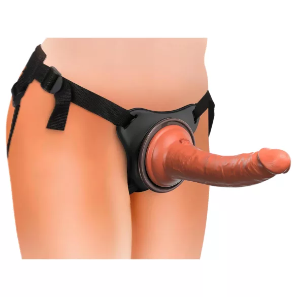 King Cock Elite Comfy - strap-on dildo med sele - mörk hudfärg