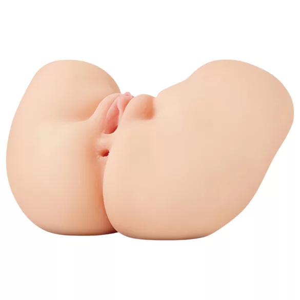 PDX Elite - vibratorisk 2-i-1 masturbator - naturfärg