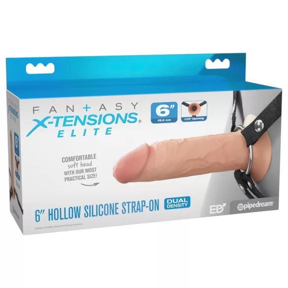 X-TENSION Elite - ihålig strap-on-dildo (naturell)