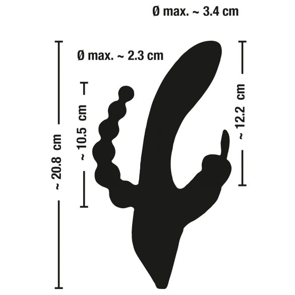 SMILE Triple - vibrator med tre armar - uppladdningsbar vattentät - svart