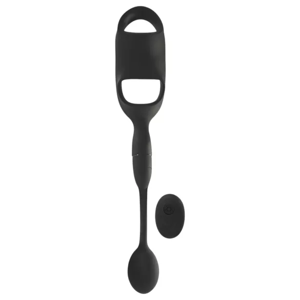 Rebel - penis- och pungring med analvibrator (svart)