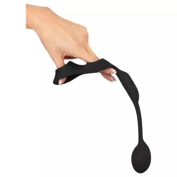 Rebel - penis- och pungring med analvibrator (svart)