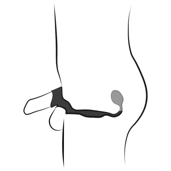 Rebel - penis- och pungring med analvibrator (svart)