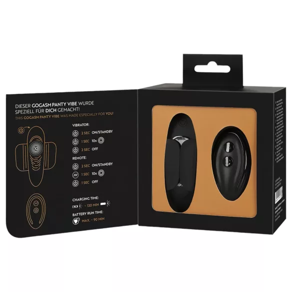 GoGasm Panty - trådlös klitorisstimulator vibrator - uppladdningsbar svart