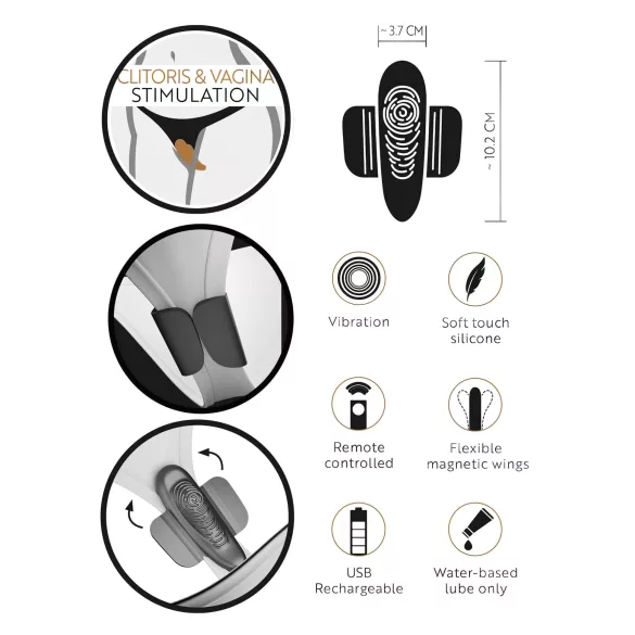 GoGasm Panty - trådlös klitorisstimulator vibrator - uppladdningsbar svart