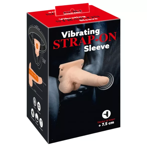 You2Toys - Strap-on dildo med vibrator - ihålig - natur