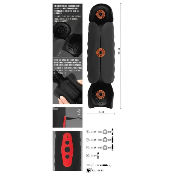Rebel - penistoppvibrator med 3 motorer - svart