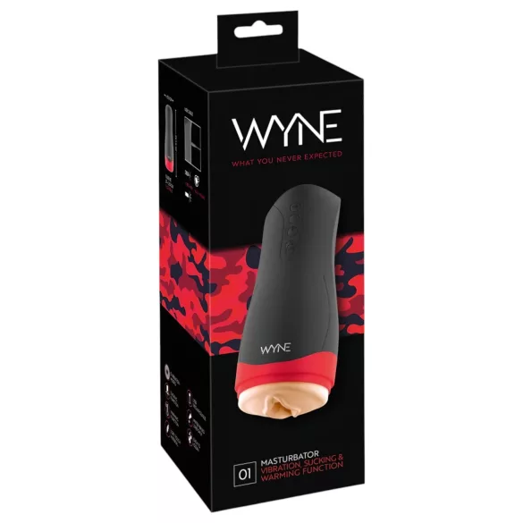 WYNE 01 - masturbator med vibration sug värme - svart