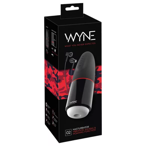 WYNE 02 - masturbator med vibration och sug - uppladdningsbar - svart/vit