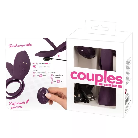Couples Choice - penisring med fjärrkontroll - uppladdningsbar - lila
