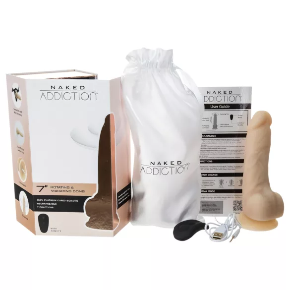 Naked Addiction Rotating 7 - roterande vibrator (18 cm) - naturfärg