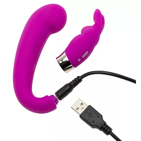 Happyrabbit - G-punkt vibrator med klitorisarm - uppladdningsbar lila