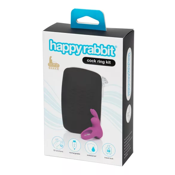 Happyrabbit - penisring med vibration - förvaringsbox - lila