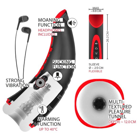 WYNE 03 - masturbator med vibration och sug - uppladdningsbar - svart