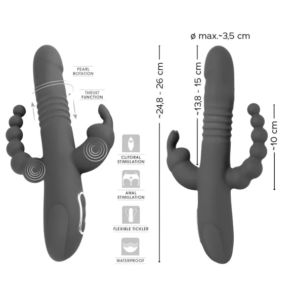 SMILE Triple - vibrator med tre armar - roterande och stötande - lila