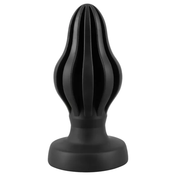 ANOS - räffad mjuk buttplugg - 7 cm (svart)