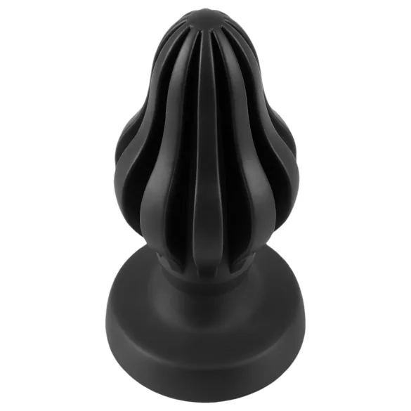 ANOS - räffad mjuk buttplugg - 7 cm (svart)