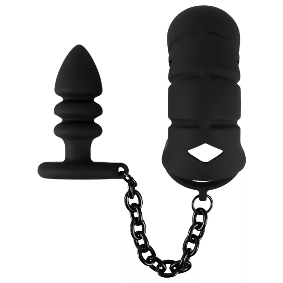 Black Velvets - peniskorg med analplugg - silikon - svart