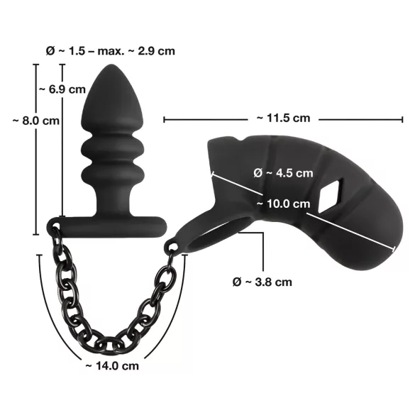 Black Velvets - peniskorg med analplugg - silikon - svart