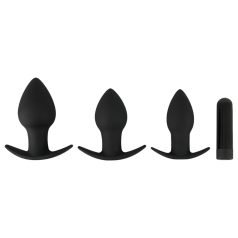   Black Velvets - anal vibrator set med batteri - 3 delar - svart