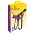SMILE - strap-on dubbel dildo med byxa - silikon lila/svart