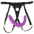 SMILE - strap-on dubbel dildo med byxa - silikon lila/svart