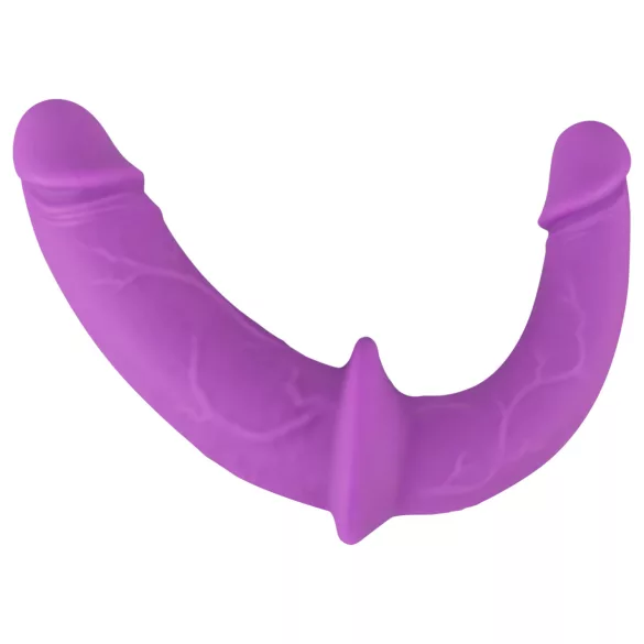SMILE - strap-on dubbel dildo med byxa - silikon lila/svart