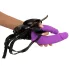 SMILE - strap-on dubbel dildo med byxa - silikon lila/svart