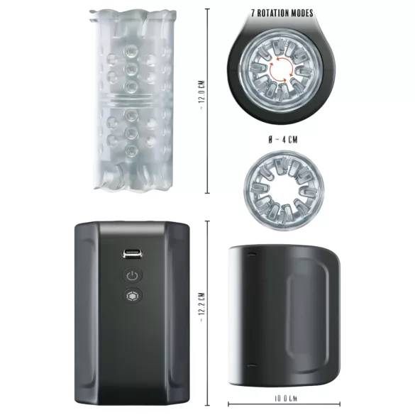 Rebel - roterande masturbator - vattentät - svart