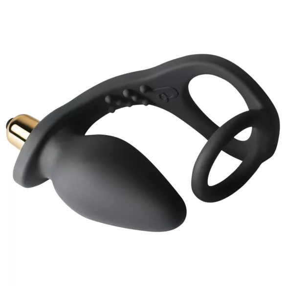 RO-ZEN - penisring och analvibrator - dubbla ringar - svart