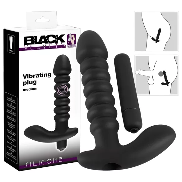 Black Velvets - vibrator med räfflor - medium - svart