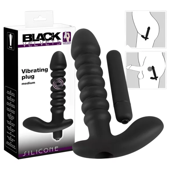 Black Velvets - vibrator med räfflor - medium - svart